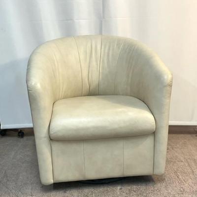 Natuzzi Creme Barrel Swivel Chair 