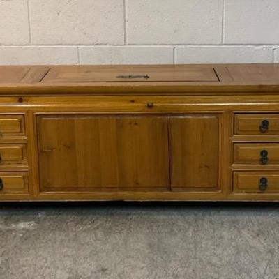 Vintage Asian Wooden Trunk 