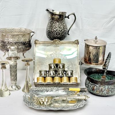 Antique Dining Decor With Sterling Silver Candle Holders