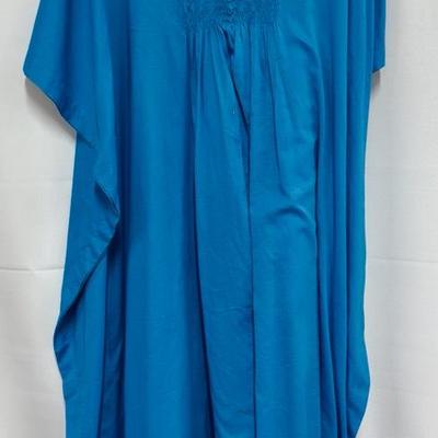 Natori Blue Cotton Kaftan Tunic Kaftan Dress with a Sequin Neckline