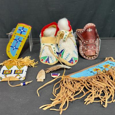 Beaded Knife Sheaths, Native American Moccasins, Leather Holster + More! 