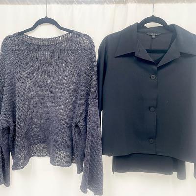 Krizia Collared Button Shirt And Long Sleeve Sweater