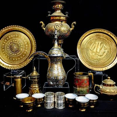 Assorted Middle Eastern Brassware & Tea Service Collection