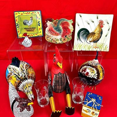 Rustic Rooster & Hen Country Kitchen Décor Collection