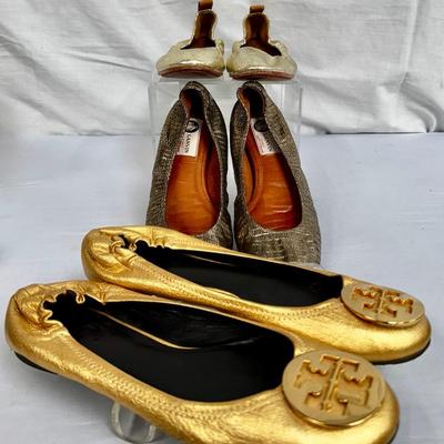 Leather Metallic Colored Ballet Flats 