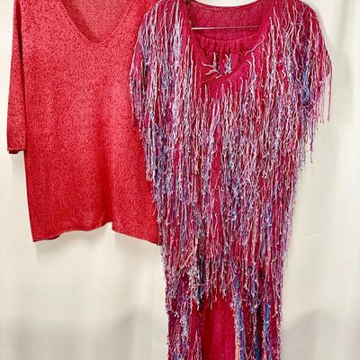 Vibrant Heavy Fringe Sweater And Matching Skirt With Vintage Sweater 