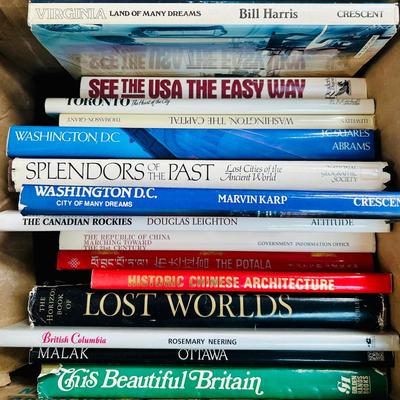 Books:  Travel and Reference, Coffee Table / 3 Boxes