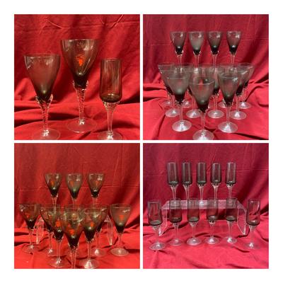 42-pc set of Smoky Gray Stemware