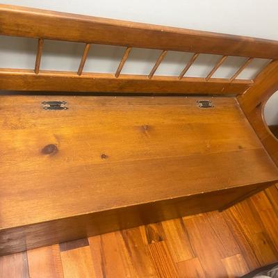 Brown Wooden Bench With Storage Underneath 