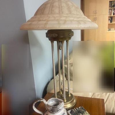 Ceramic little decor pitcher, lion coaster and vintage lamp 
