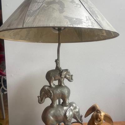 Elephant Ride Table Lamp And Gold Rabbit
