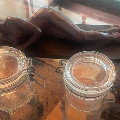 Bunny Door Stoppers, Glass Jars And Vintage Nude Woman Sculpture 