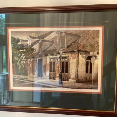 This framed print depicts Lafitte's Blacksmith Shop, a historic landmark in the French Quarter of Ne