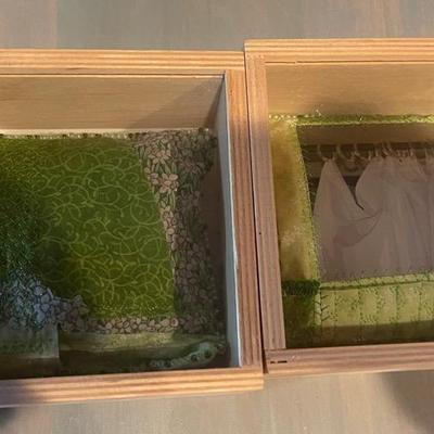 Shower Curtain With Moss Display Boxes