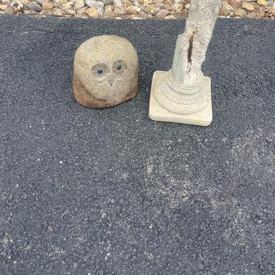 Cement Owl And Cement Statue 