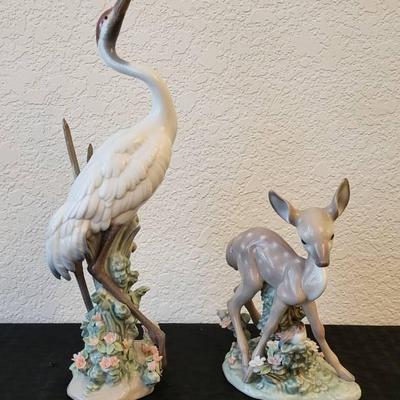 Lladro: "Heron on Branches" & "Bambi's First Year" (K)