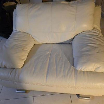 White oversize leather chair 