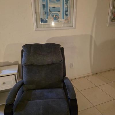 Suede leather recliner 
