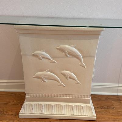 White Dolphin Side Table With Glass Top