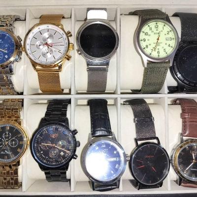 Men's Watch 8 Piece Collection By Curren, Lige, Geneva, Olmega, And More + Box