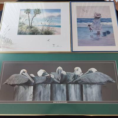 Dockmasters Signed & Framed Art Print + Two Beach/Coast Signed Art Pieces