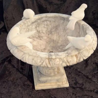 Alabaster Bird Bath Italian Marble Pedestal With 4 Removable Bird