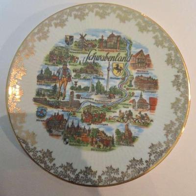 Bareuther Waldsassen 8" Plate Map Of Schwabenland (Swabia)