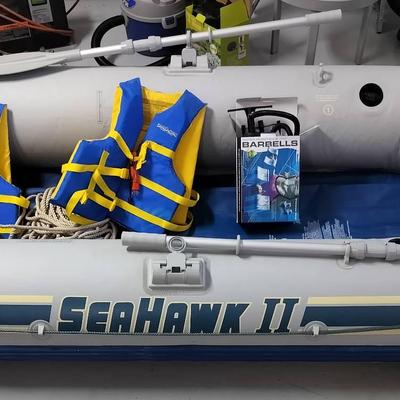 SeaHawk 2 Intex Marine Inflatable Raft With 2 Life Jackets, Oars, And An Anchor