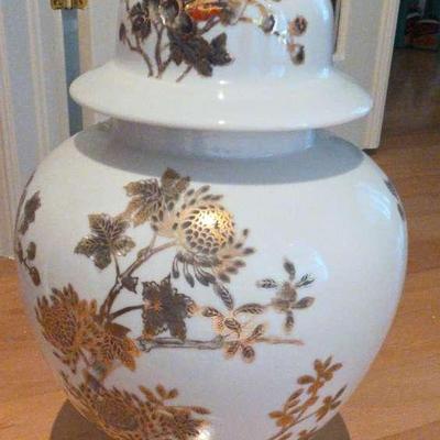 Milk Glass Vase Handpainted In Hong Kong 9"×11"