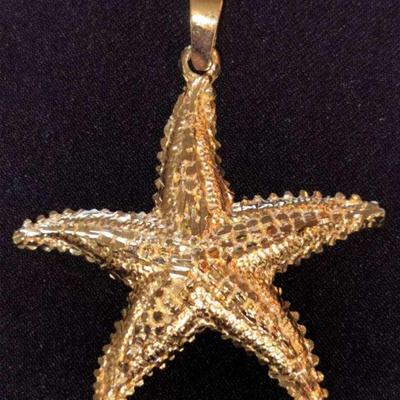 14k Gold Starfish Necklace Pendant 12.3g