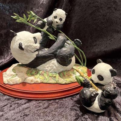 Whimsical Pair Of Mother And Children Pandas -signed