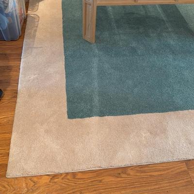 *See Video* Large Teal And Cream Color Rug
