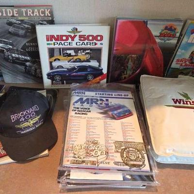 Vintage Racing Magazine/ Programs, W/ Hat, 3 Polos & Nascar Cushions 