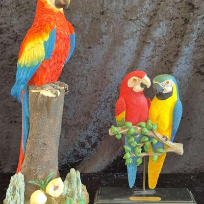 2 Macaw Plaster Figures