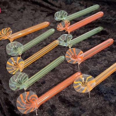 Art Deco Rare Set Of 10 Lauscha Bimini Glass Vase Knife Rests 