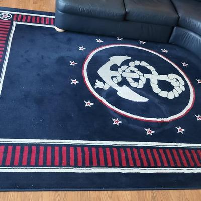 130" X 94" Marina Navy Blue Nautical Themed Floor Rug (Only Includes Rug) 