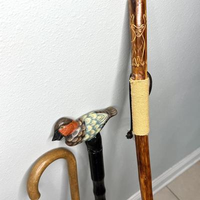 Set of 3 Walking Sticks - Eagle Walking Stick, Duck Walking Stick, and Cane