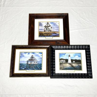 Lot of 3 Framed Lighthouse Prints