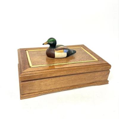Vintage Wood Mallard Duck Jewelry Box