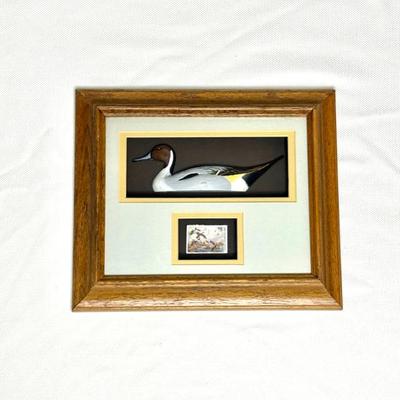 Ducks Unlimited 1989 Carved Duck and Stamp Shadowbox Set