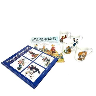 Norman Rockwell Bundle - 4 Mugs, Americana ABC Book, The Saturday Evening Post