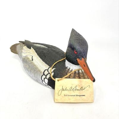 Hand Crafted Red Breasted Merganser Duck Decoy Jules A. Bouillet 2000 - 846/5000. 
*Will Ship