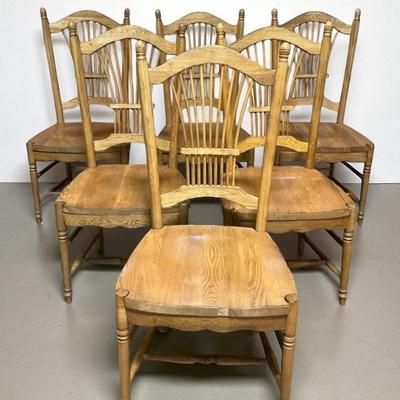 6 Solid Oak Dining Chairs