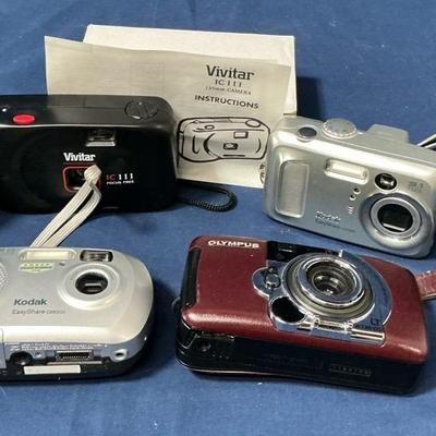 Kodak, Vivitar And Olympus Camera Lot 