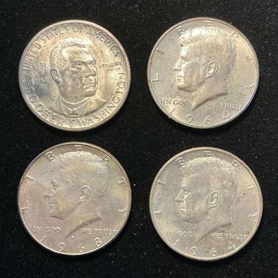 Booker T. Washington & Kennedy Silver Half-Dollars (One 40%) (CHO513)