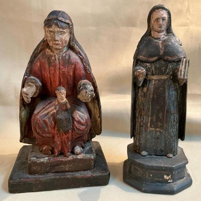 Two Puerto Rico polychrome on wood figures; early 19** century