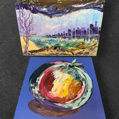 Two Claire McLean Frameless Paintings (Largest 19 x 14)