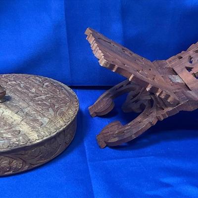 Indian Carved Box And Book Stand