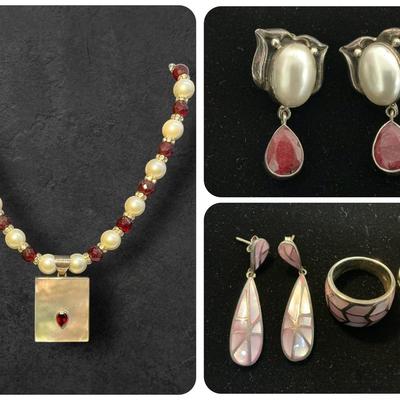 Sterling Silver Shell & Faux Pearl Jewelry 