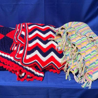 3 Handmade Afghan Blankets 